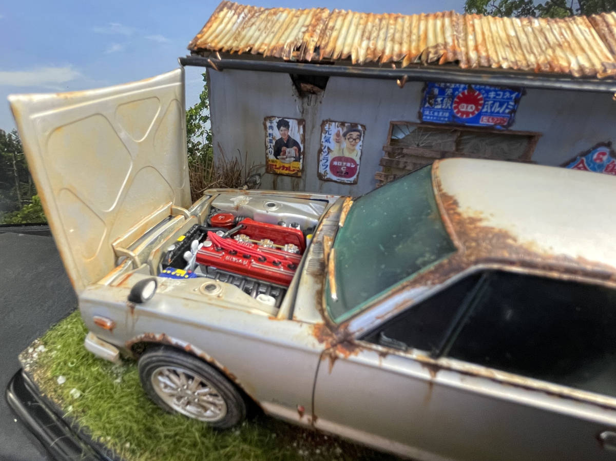 1/24 スカイライン2000GT-R 昭和の風景 草ヒロ 旧車 ジオラマ完成品ケース