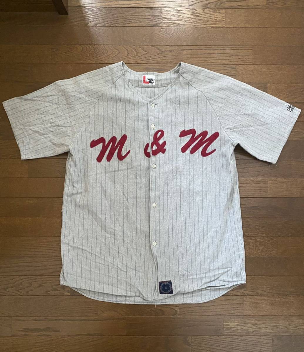 M&M CUSTOM PERFORMANCE ストライプ ベースボールシャツ L