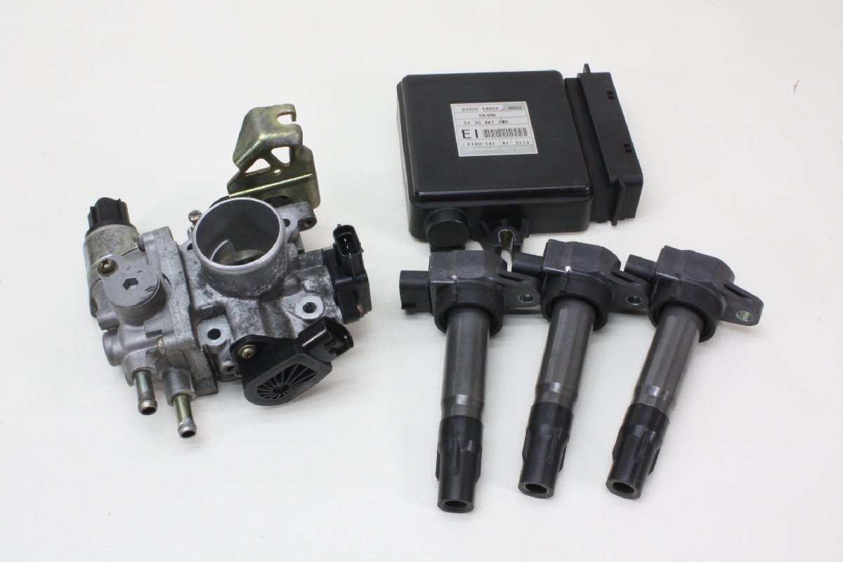 HN22S Kei H17年式 走行少38232km K6Aターボ AT 2WD エンジンコンピューター ECU 33920-84HD2 スロットルボディ コイル