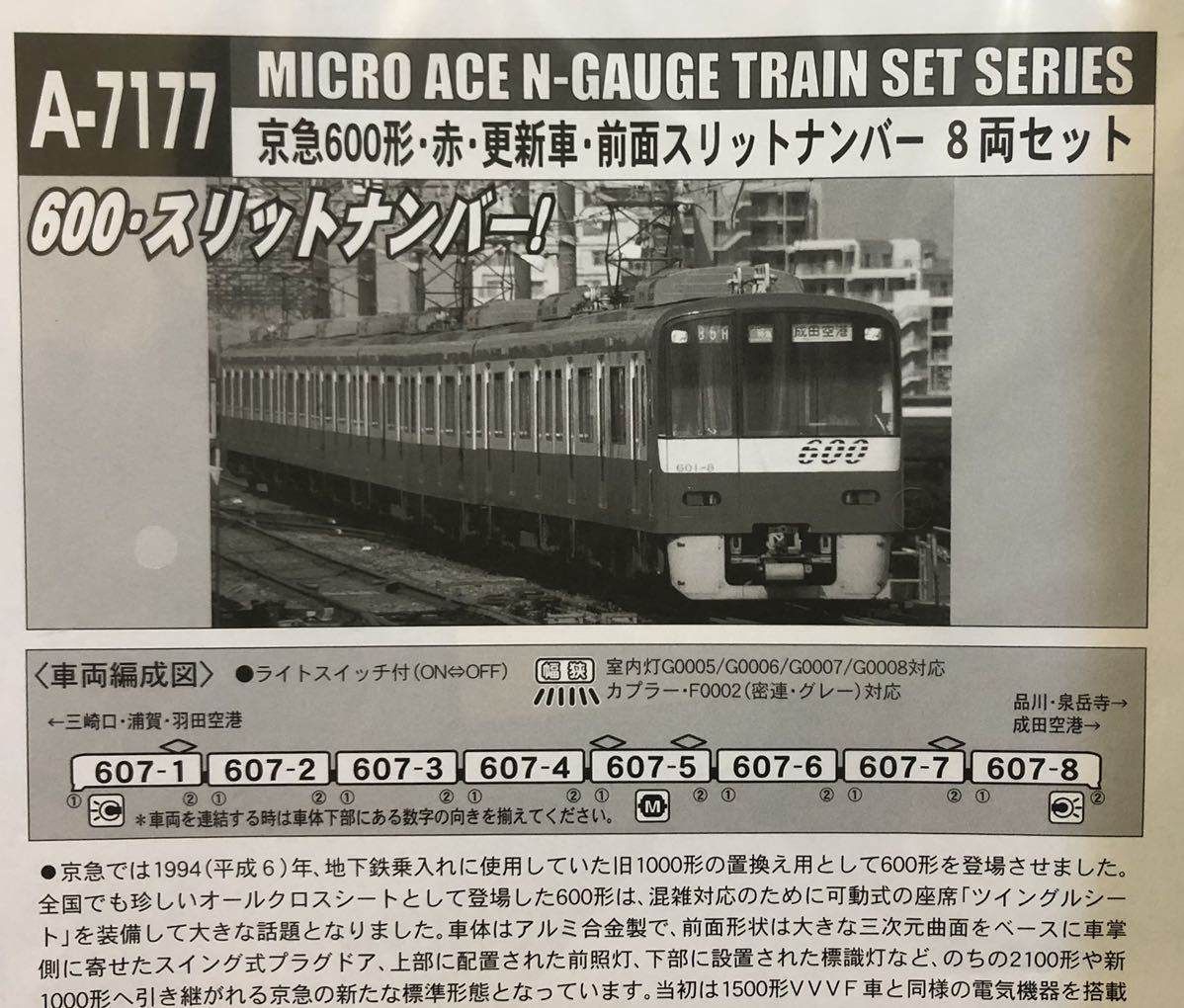 マイクロエースA7177京急600形赤・更新車・前面スリットナンバー8両