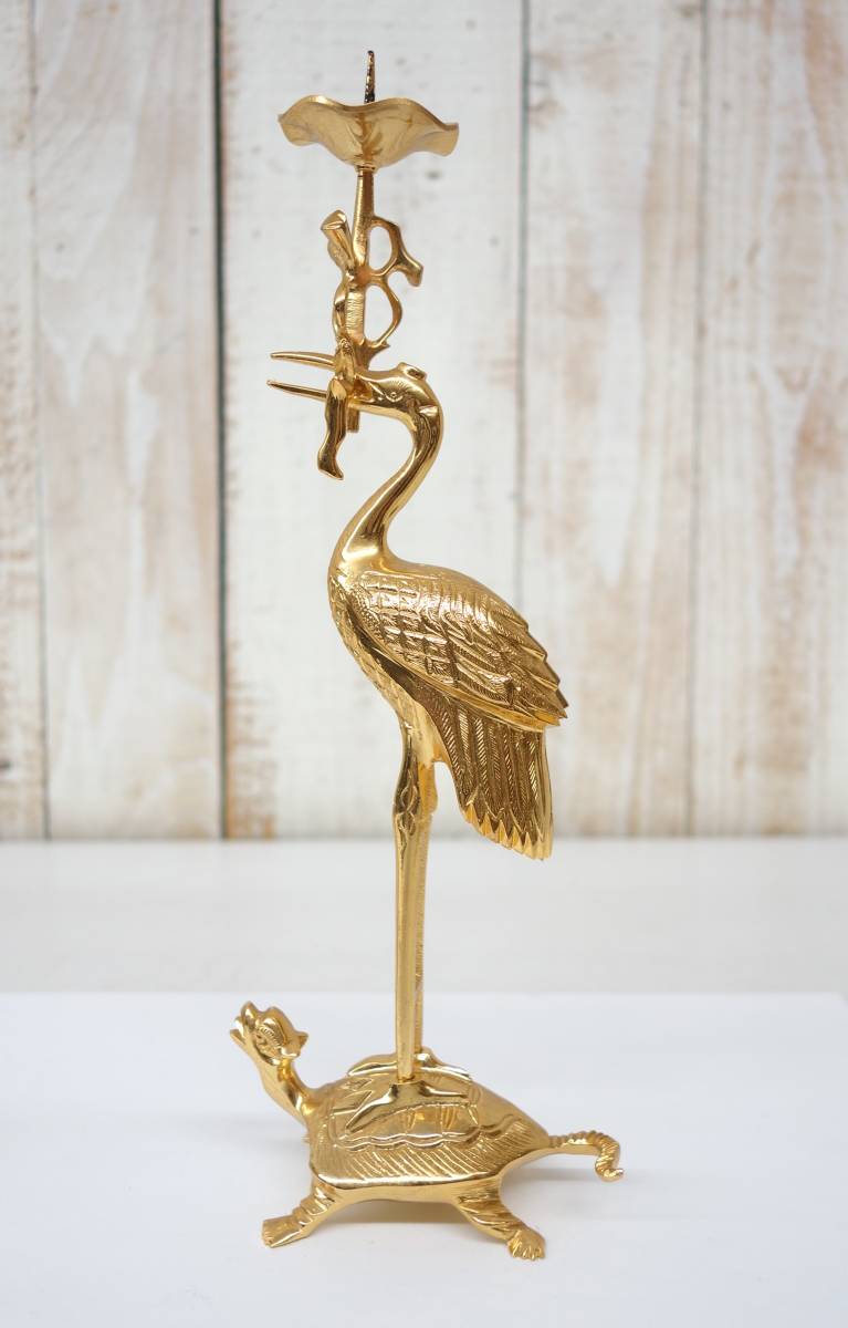 伝統工芸 工芸美術 仏教 ＊御東用仏具 高級仏具 ＊鶴亀燭台 獅子摘蓋角