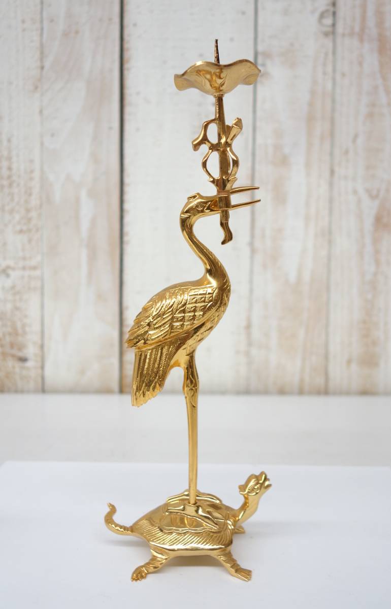 伝統工芸 工芸美術 仏教 ＊御東用仏具 高級仏具 ＊鶴亀燭台 獅子摘蓋角