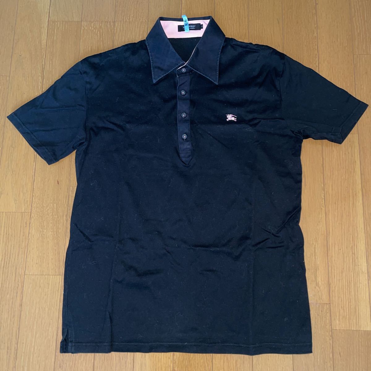 バーバリー Burberry ブラックポロシャツ Mサイズ 美品 バーバリーブラックレーベル ブラックポロシャツ