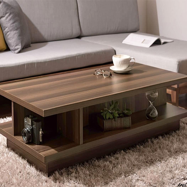 ローテーブル 収納付き 木製 長方形 115×55cm センターテーブル リビングテーブル 棚付き 座卓 ウォールナット