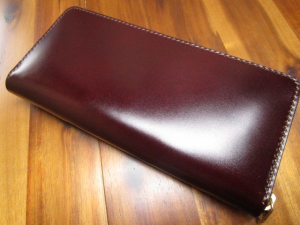 長財布 レーデルオガワ バーガンディ コードバン 手縫い ラウンド