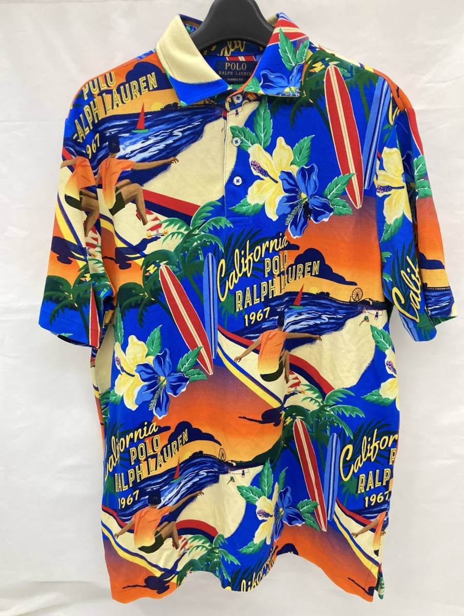 【1円～】POLO RALPH LAUREN ポロ ラルフローレン CLASSIC FIT クラシックフィット ポロシャツ Mサイズ メンズ ハイビスカス 総柄 タグ付き