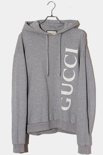 GUCCI グッチ プリント プルオーバーパーカー M GRAY グレー 604974