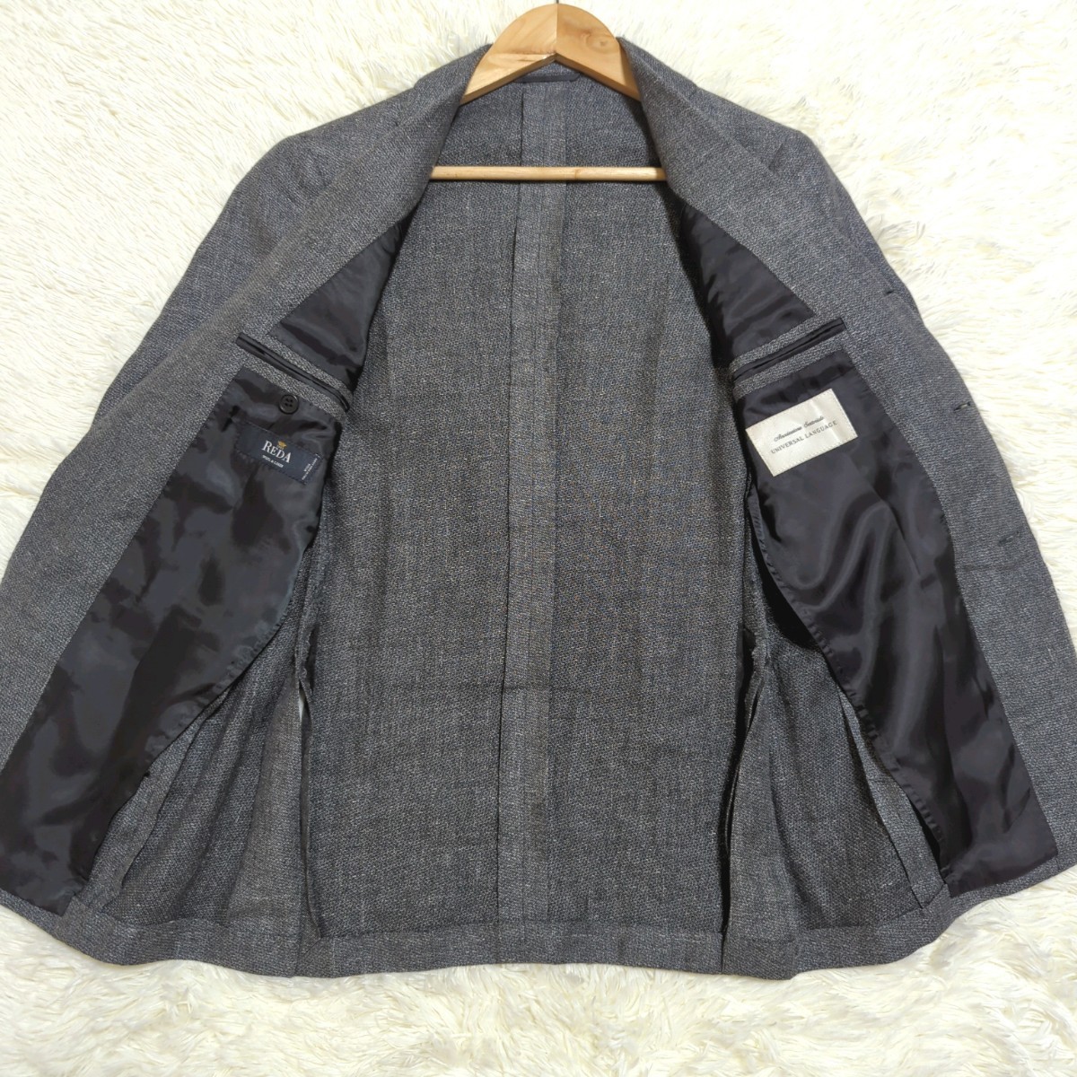 美品 L ユニバーサルランゲージ×REDA 段返り 麻 リネン ジャケット
