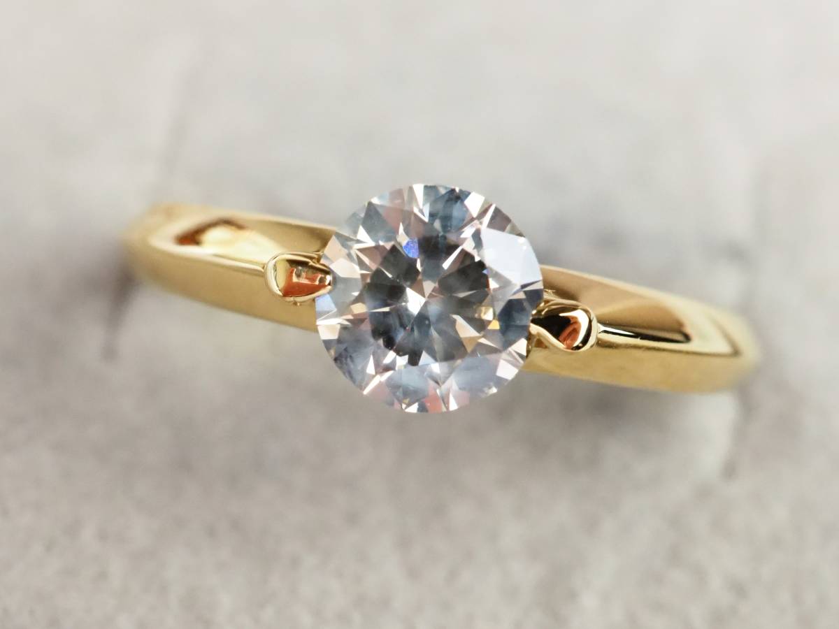 1712D】K18 ゴールド 天然ダイヤモンド 大粒 0.90ct/4.6g リング 指輪 