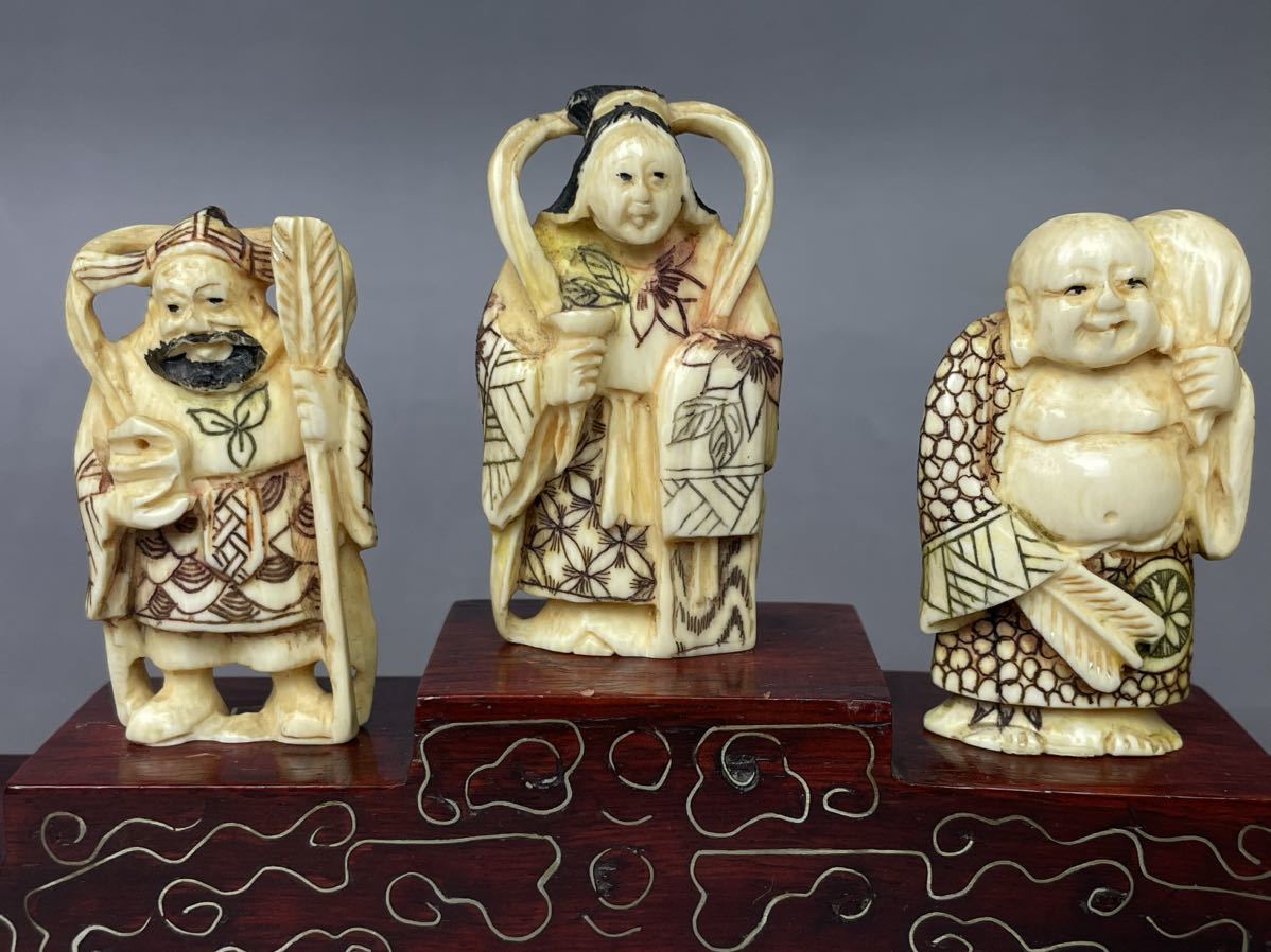 天然素材 マンモス ，象牙風根付，置物，骨董，七福神 商品の状態