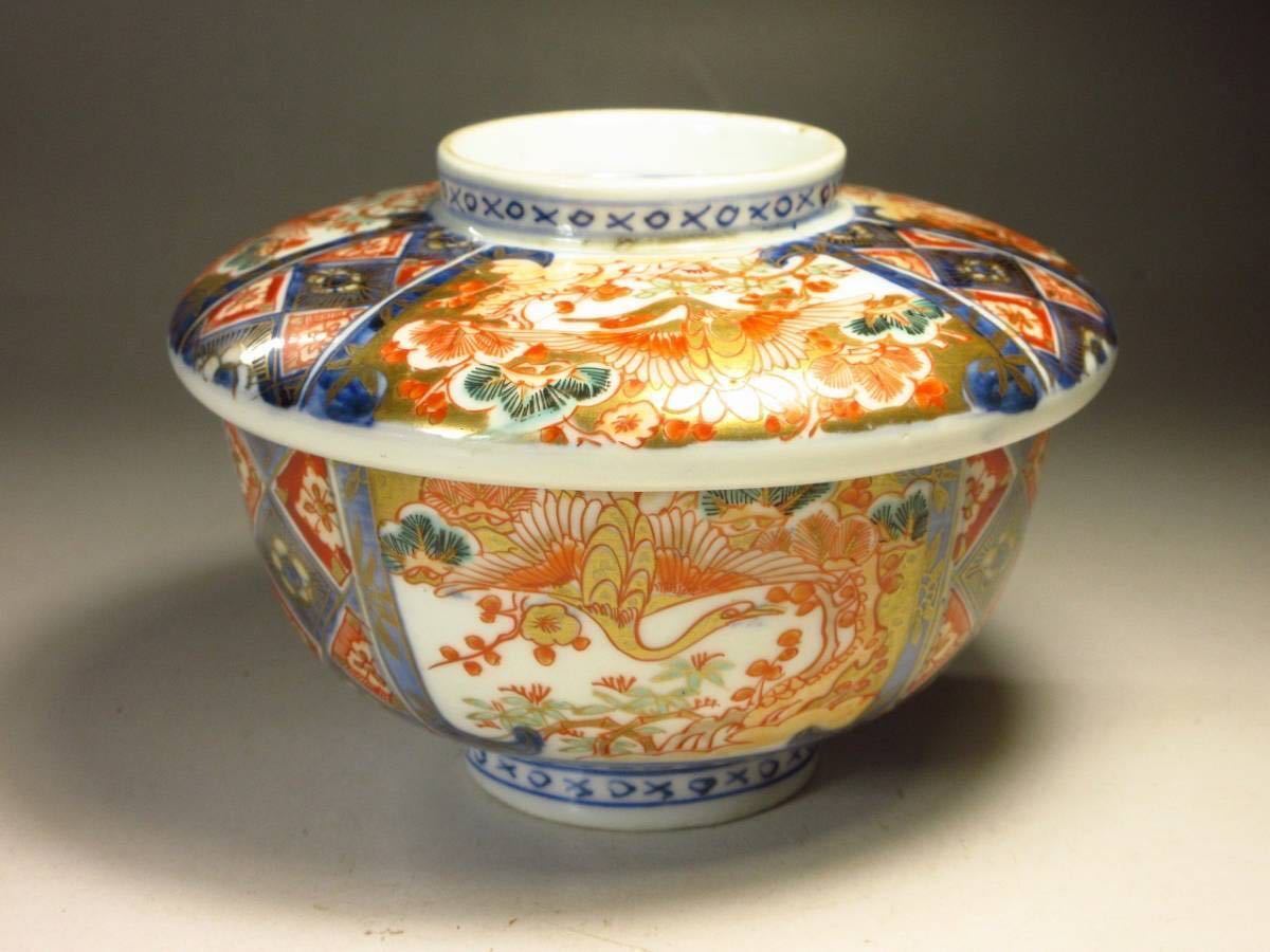 古伊万里 鳳凰 唐草 冨貴長春 ニュウ 窯傷あり 色絵付 草花文様 古