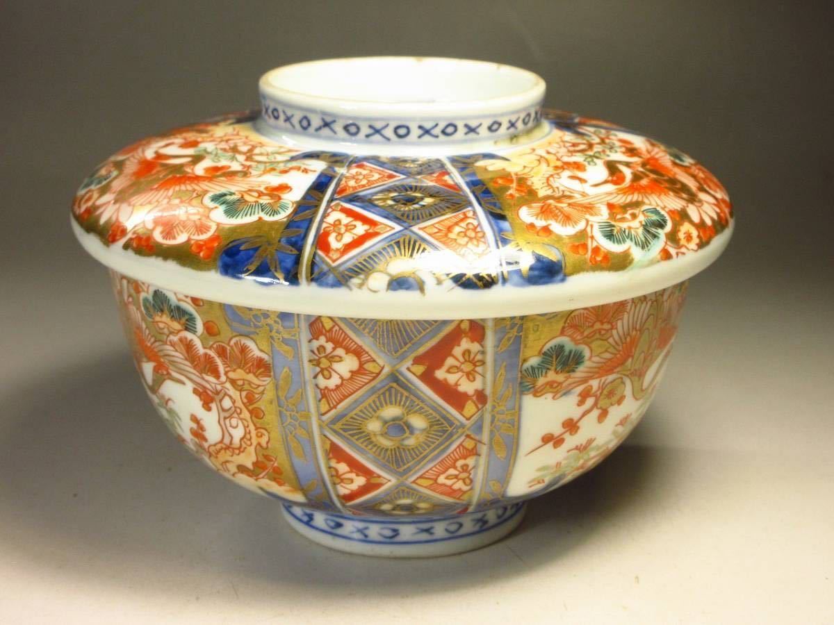 古伊万里 鳳凰 唐草 冨貴長春 ニュウ 窯傷あり 色絵付 草花文様 古