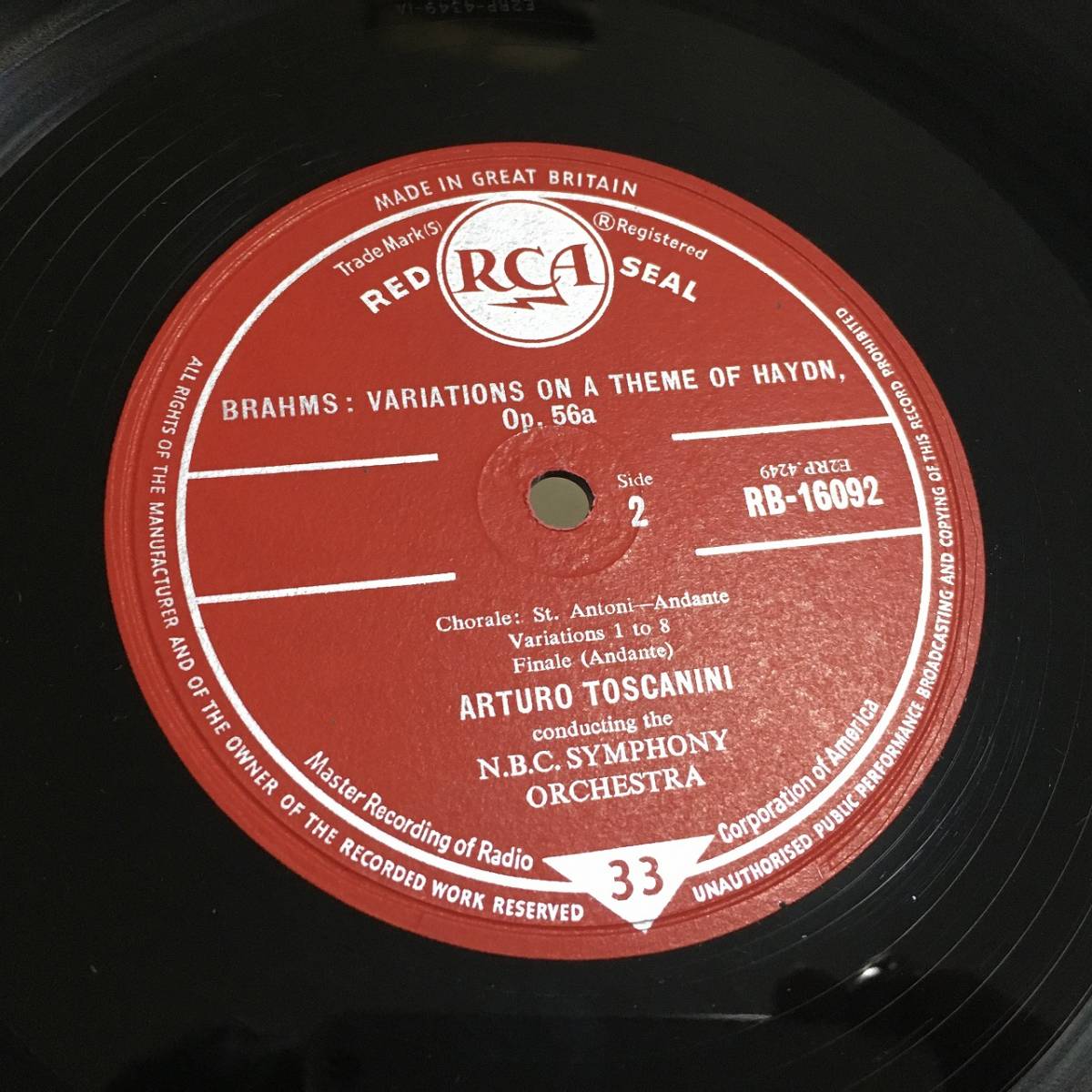 RCA 英盤 トスカニーニ シューベルト:未完成交響曲 ブラームス