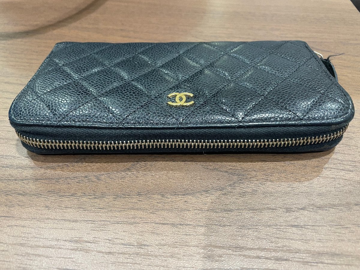 中古品】CHANEL シャネル キャビアスキン ジッピーウォレット 長財布 