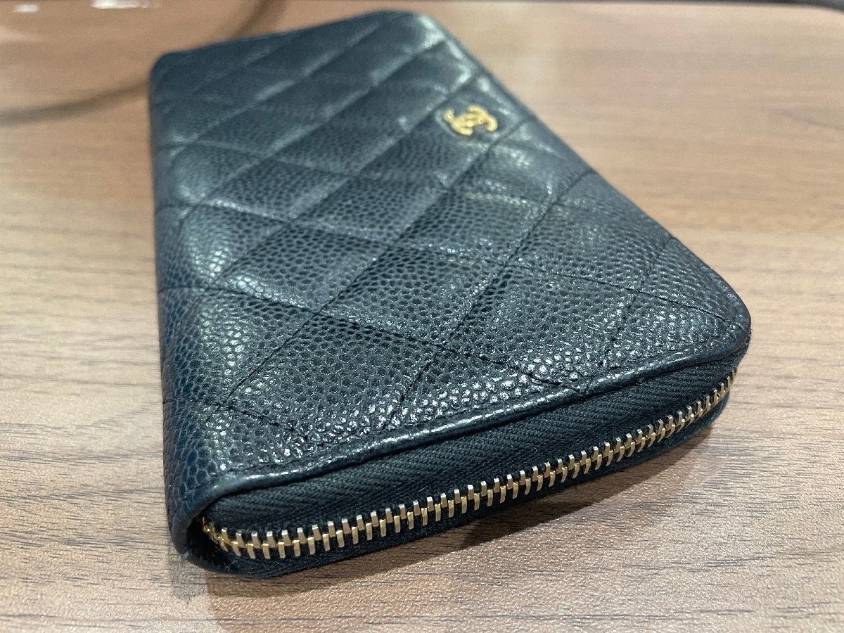 中古品】CHANEL シャネル キャビアスキン ジッピーウォレット 長財布 