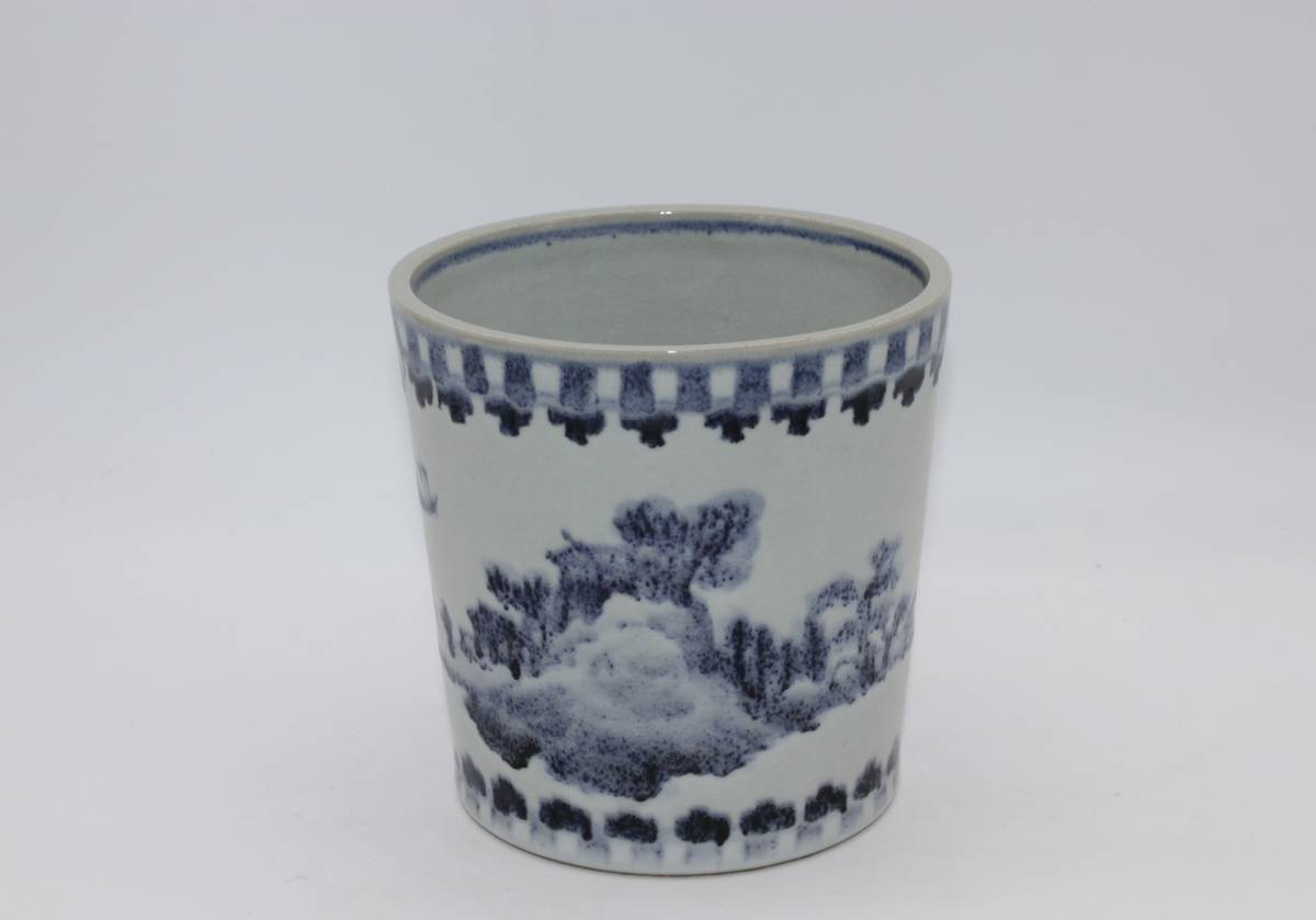 京焼『 手塚石雲 』染付水指 ／ 茶道具・清水焼・水差・手塚充 清水焼