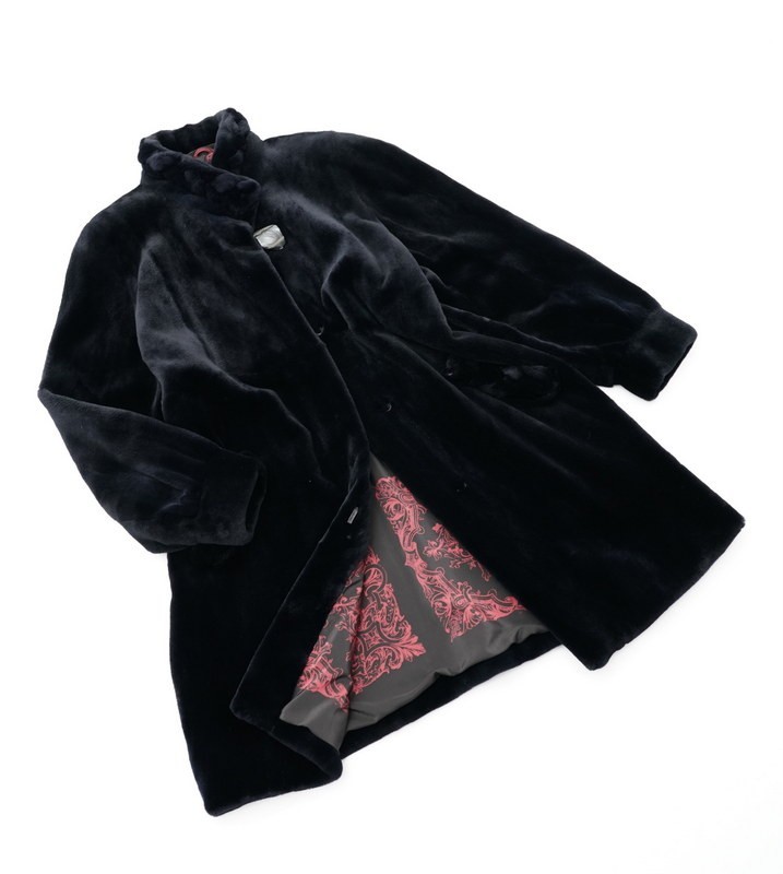 GO1887■最高級毛皮■サガミンク/SAGAMINK*シェアードミンク*ファーコート*ロングコート*リアルファー*本毛皮*ダークネイビー系*sizeF