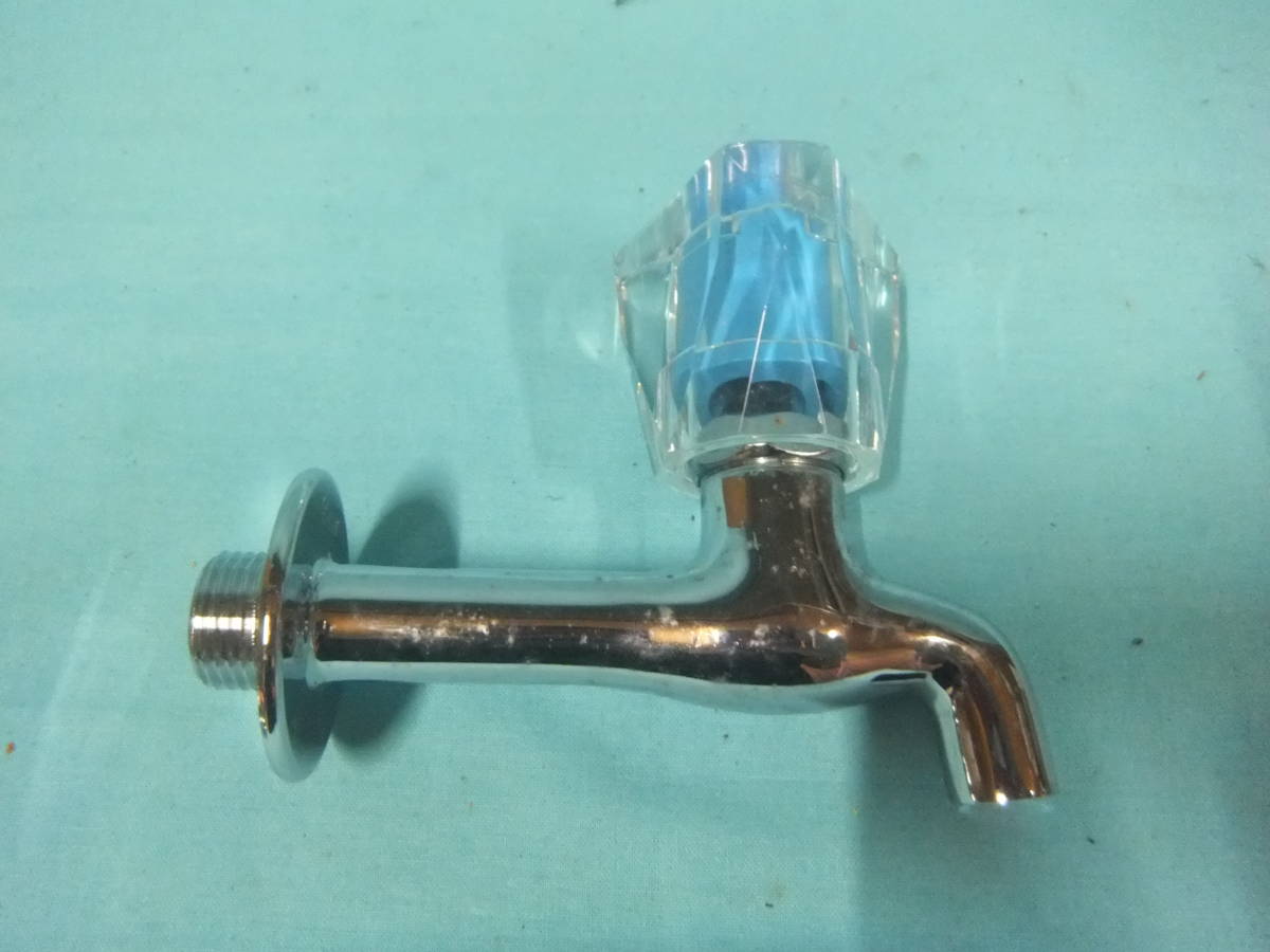 昭和レトロ 未使用 長期保管品 クリア 水道 蛇口 お湯/水 胴長横水栓 2 