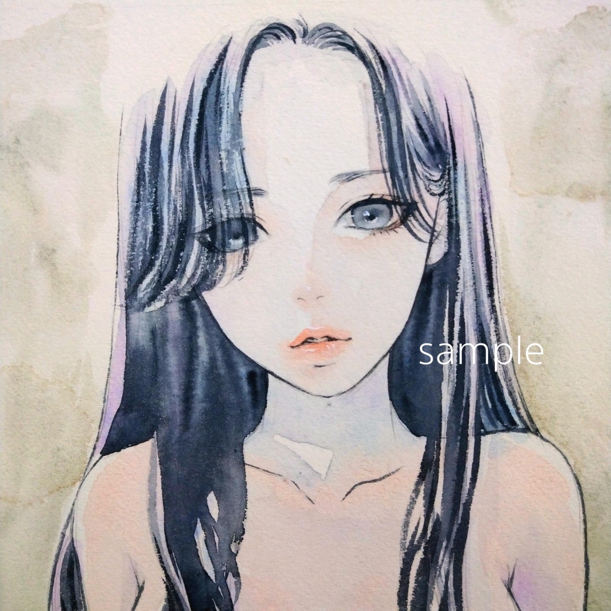 肉筆原画 水彩画 美人画 手描きイラスト ヌード グラビア 裸婦画
