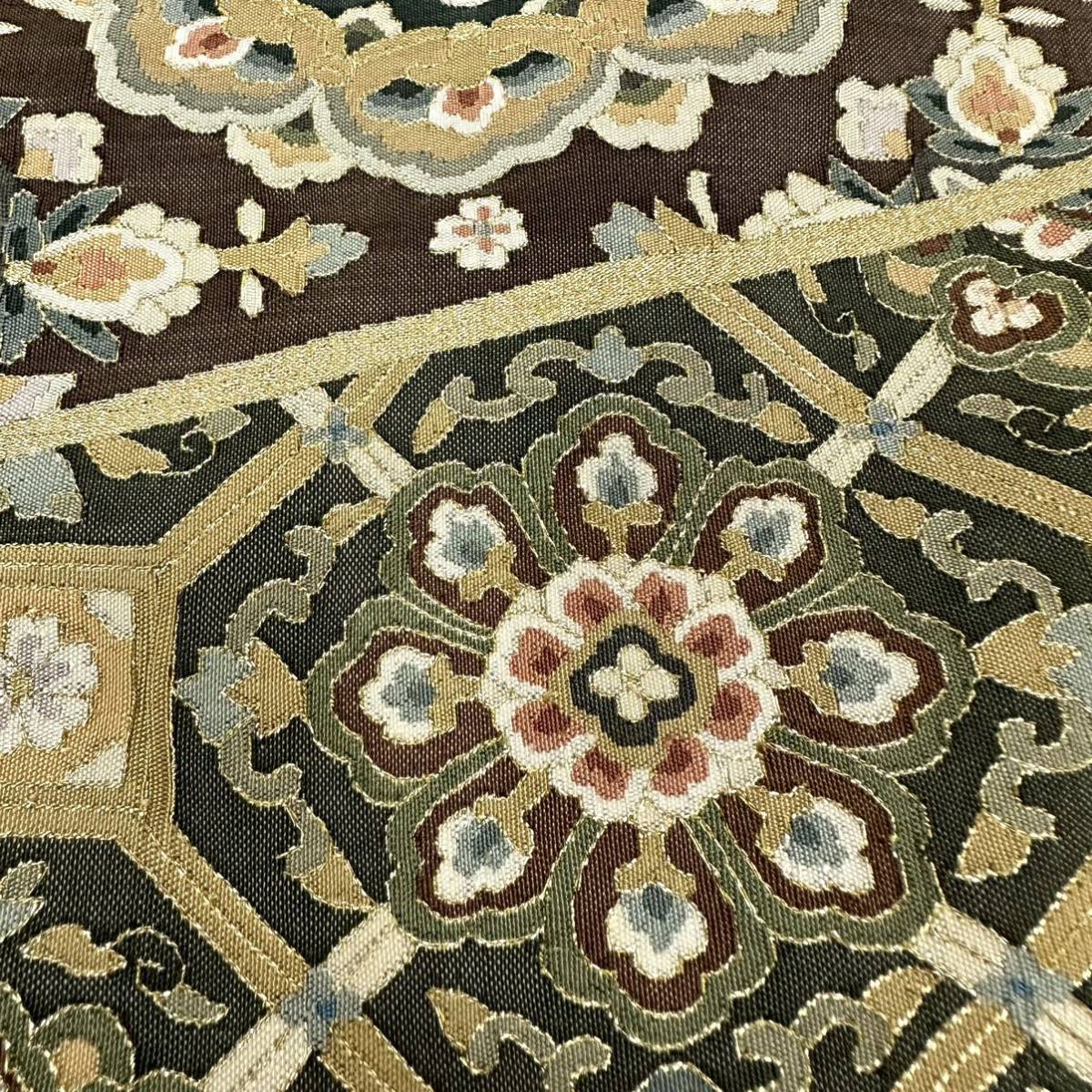 蘇州刺繍 袋帯 七宝繋ぎ 鳳凰 鳥 反物 未仕立て品 金彩加工 金糸 正絹