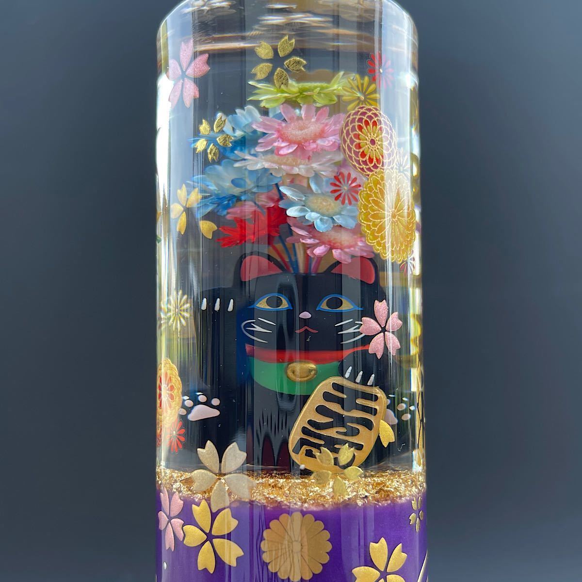 招き猫 ハンドメイド シフトノブ ロング 水中花 和柄 デコトラ 旧車 