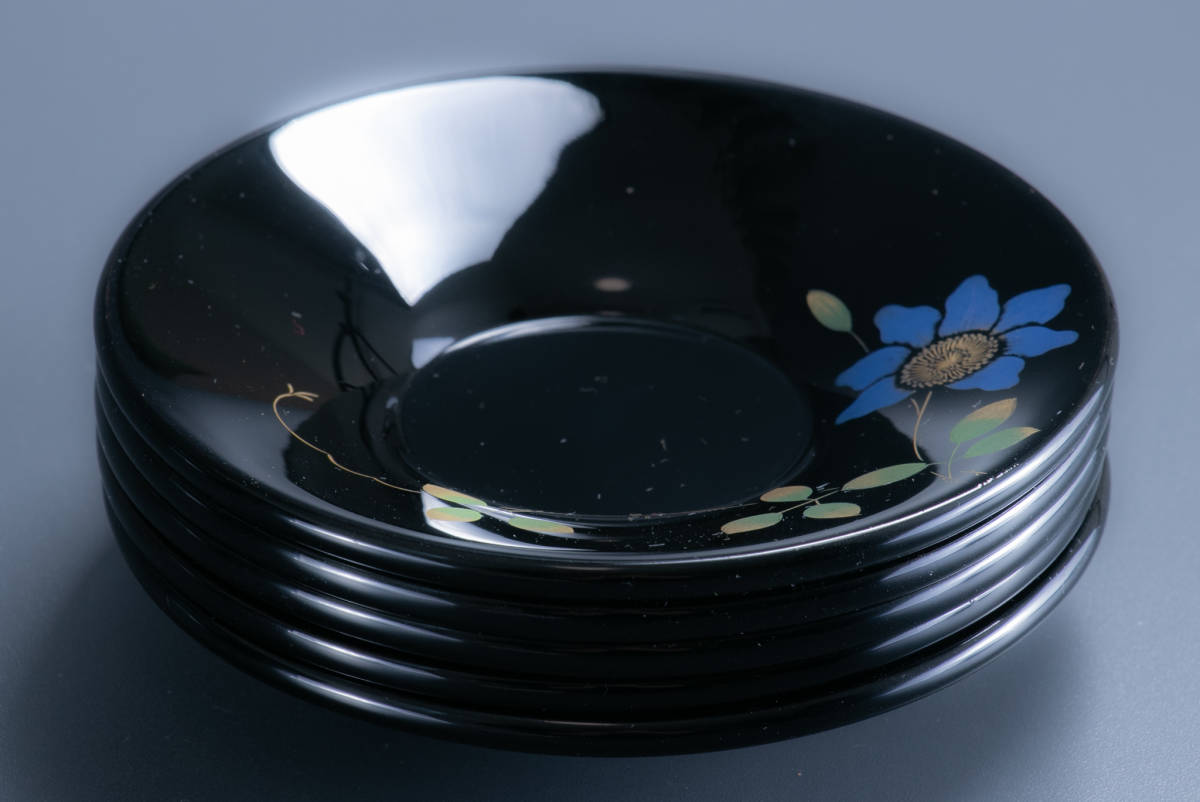 輪島塗 弘悦作 菓子器 茶托 5セット 輪島塗 弘悦作 菓子器 茶托 5