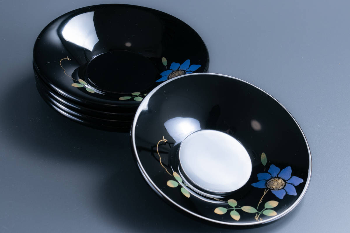 輪島塗　弘悦作　菓子器　茶托　5セット 輪島塗 弘悦作 菓子器 茶托 5セット 輪島塗 弘悦作 菓子器 茶托 5