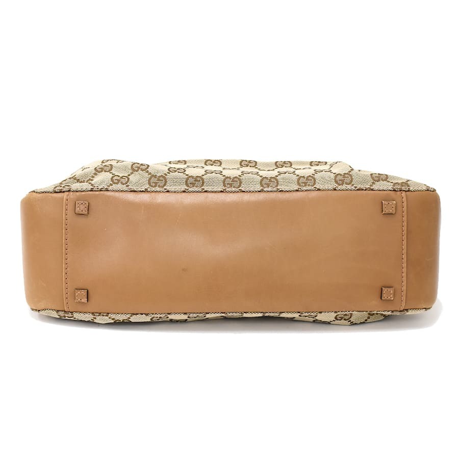 1円 ◆美品 GUCCI グッチ ハンドバッグ トート 94898 GGキャンバス レザー ベージュ ブラウン◆E.Cslo.tI-22