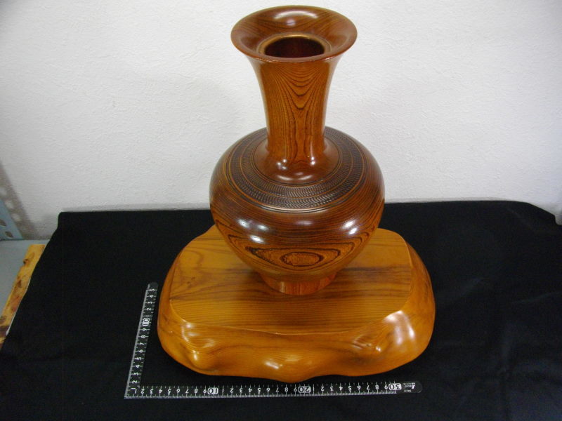 送料無料唐木小花台 【五】天然木肥松刳貫変形盆 2点