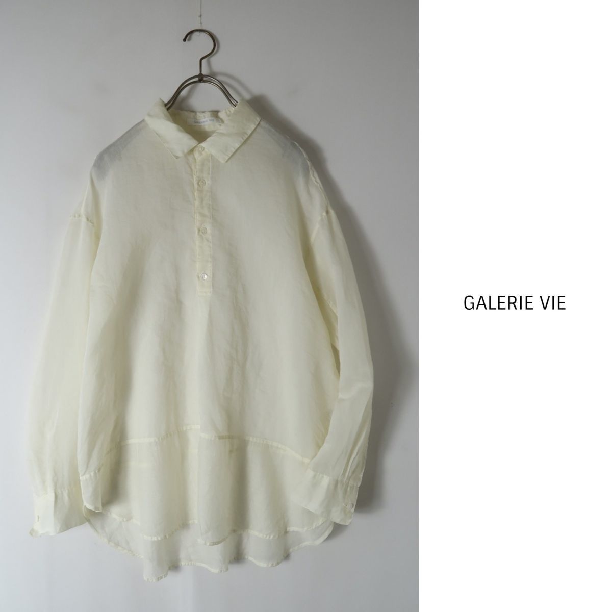 2万☆トゥモローランド/ギャルリー ヴィー GALERIE VIE☆洗える コットンシルクオーガンジー シャツ 日本製☆A-O 5932