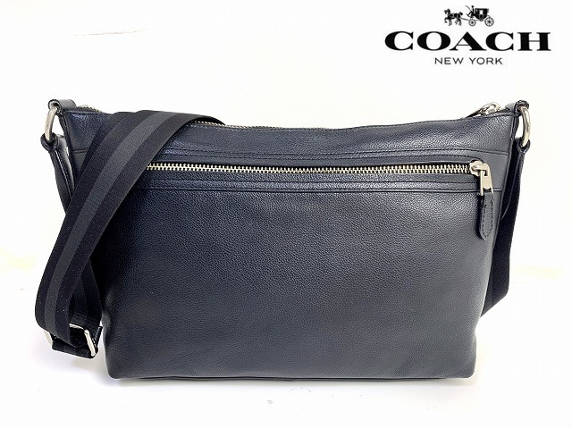 送料無料★人気モデル コーチ メンズ COACH チャールズ レザー クロスボディ ショルダーバッグ ★ネイビー