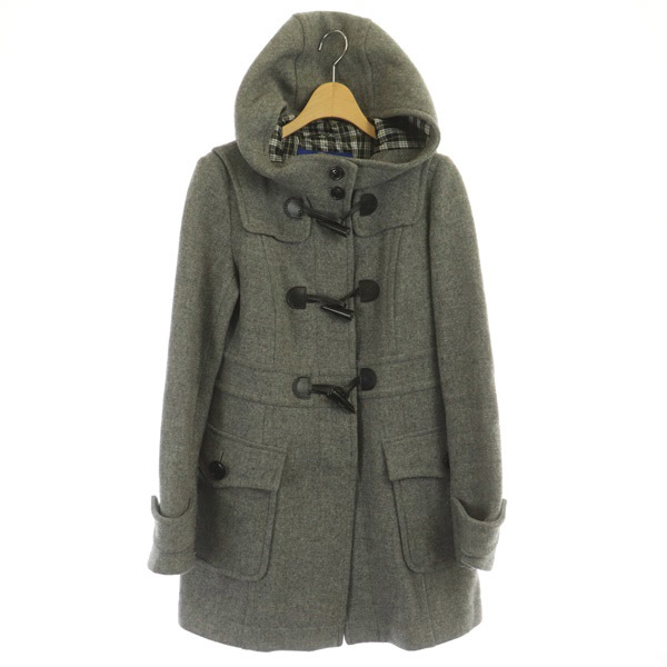 美品 バーバリーブルーレーベル ダッフルコート ノバチェック グレー