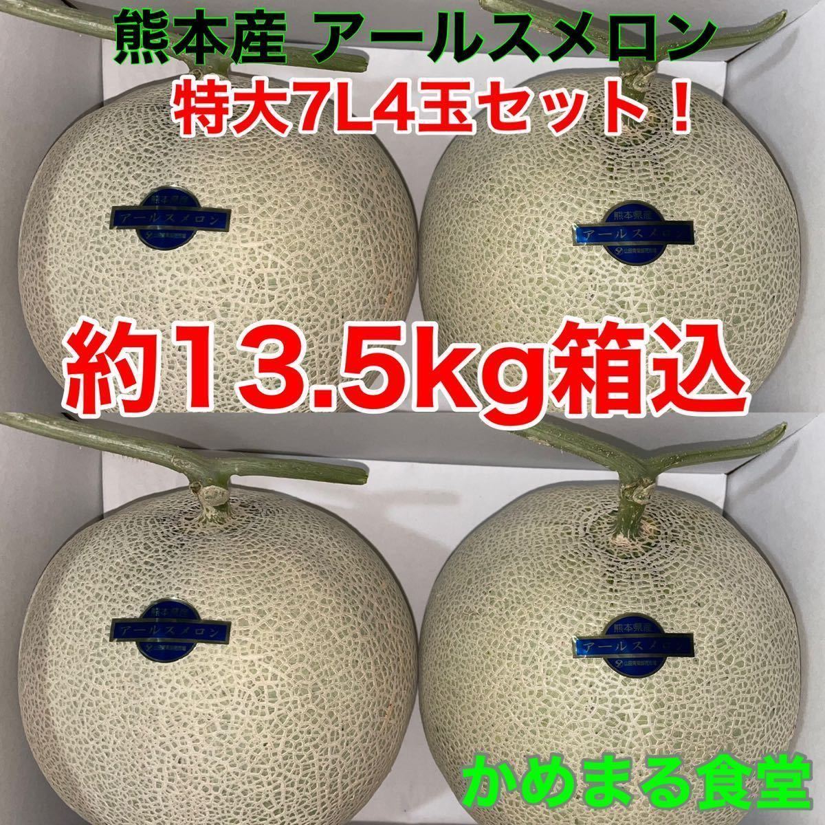 【超特大】熊本産 アールスメロン【7Lサイズ4玉セット 約13.6k箱込】かめまる食堂26