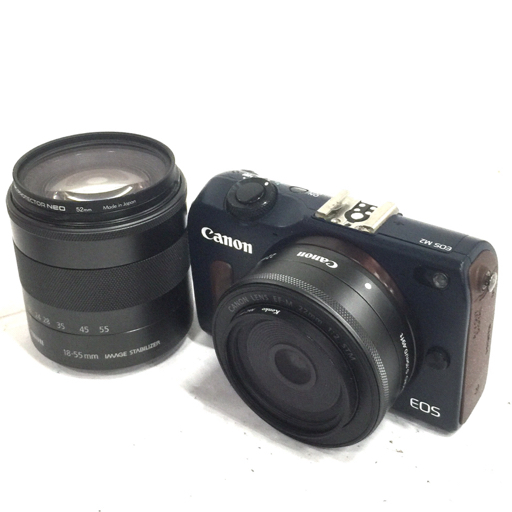 1円 Canon EOS M2 LENS EF-M 22mm 1:2 STM 18-55mm 1:3.5-5.6 IS STM