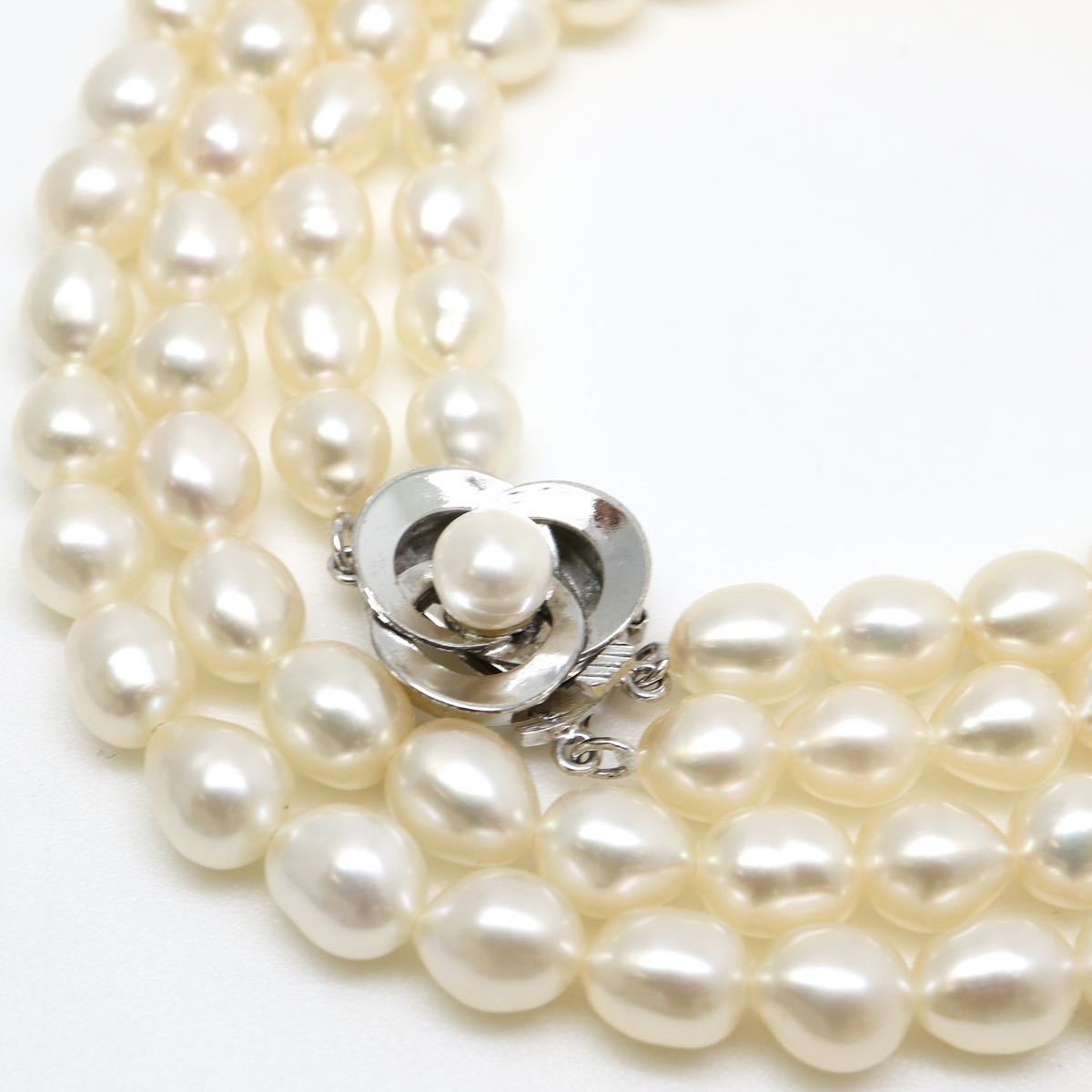 K14WG 淡水パール2連ネックレス〉s 36.5g 40.0cm pearl necklace
