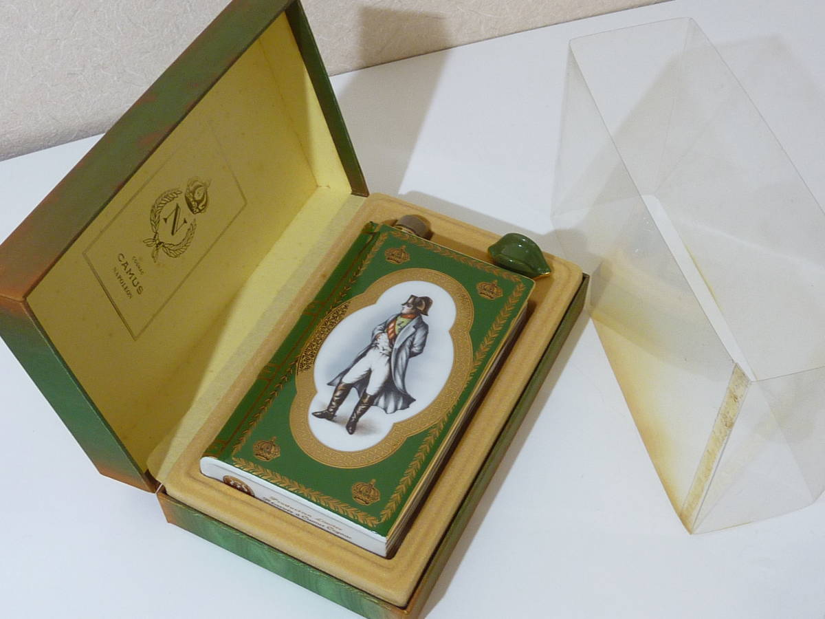未開栓 CAMUS NAPOLEON カミュ ナポレオン ブック 緑陶器ボトル 1225g 替え栓コルク折れあり 1円スタート
