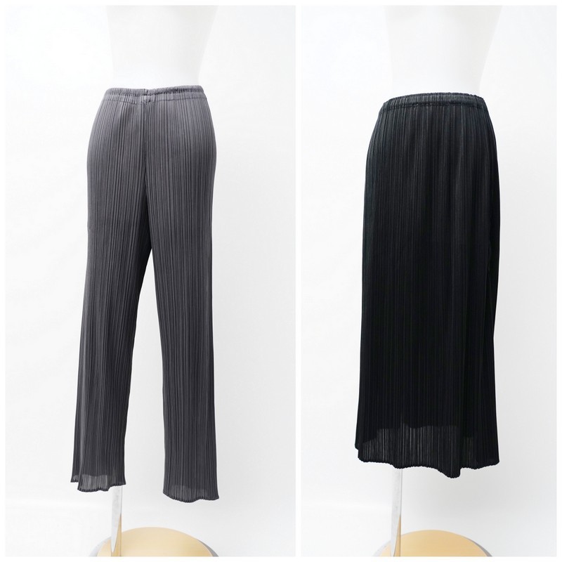 TG4308□PLEATS PLEASE/プリーツプリーズ*イッセイミヤケ*2点セット*イージーパンツ+ロングスカート*プリーツ加工*グレー/ブラック