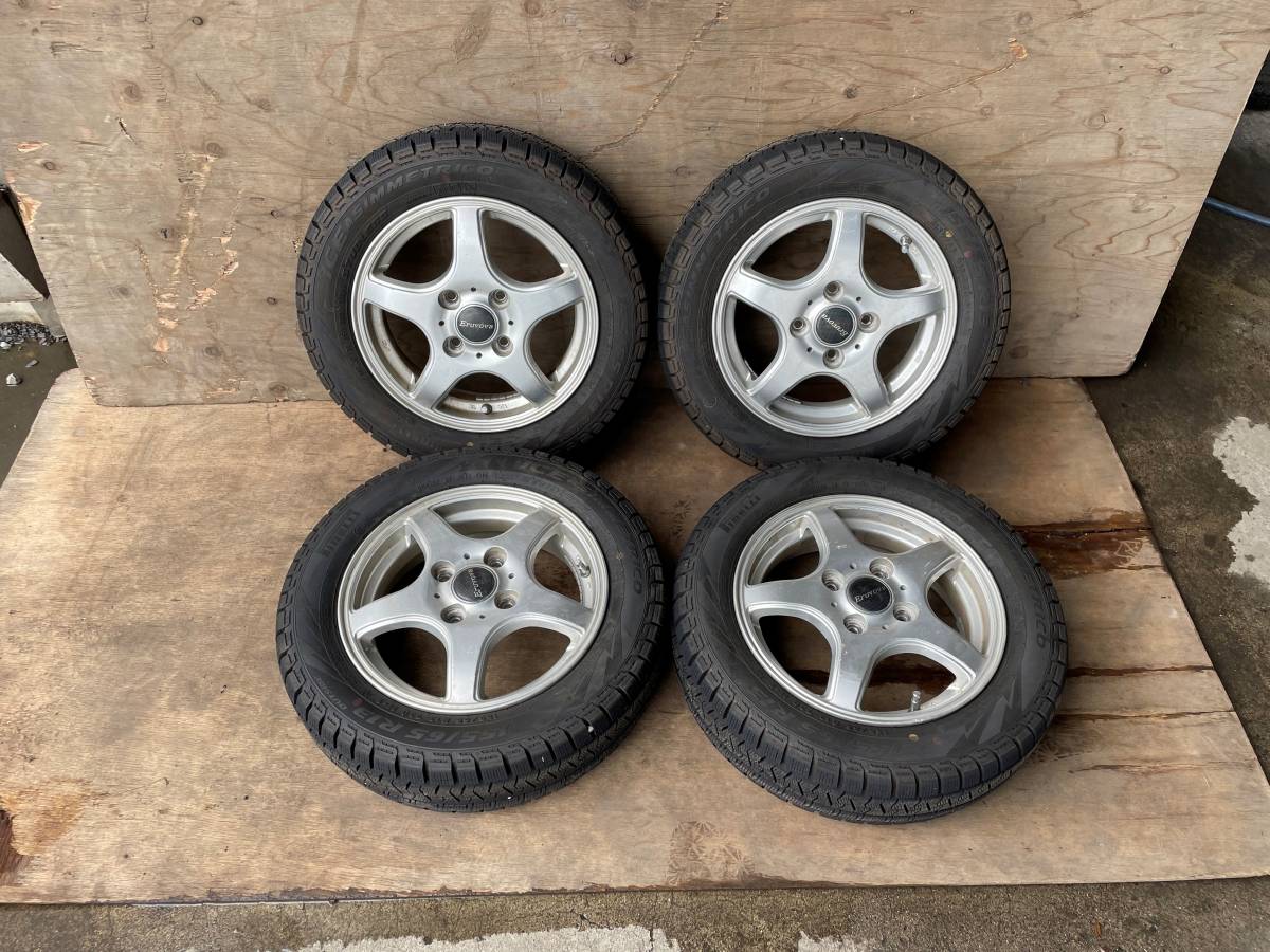 岩手発!! ピレリ ICE ASIMMETRICO '19年製 155/65R13 Eruvova 13×4JJ 4穴PCD100 4本売切!! 