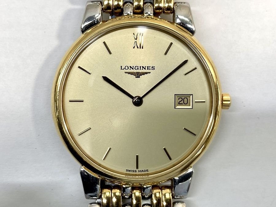 ロンジン 腕時計 ゴールド文字盤 LONGINES クォーツ スクエア