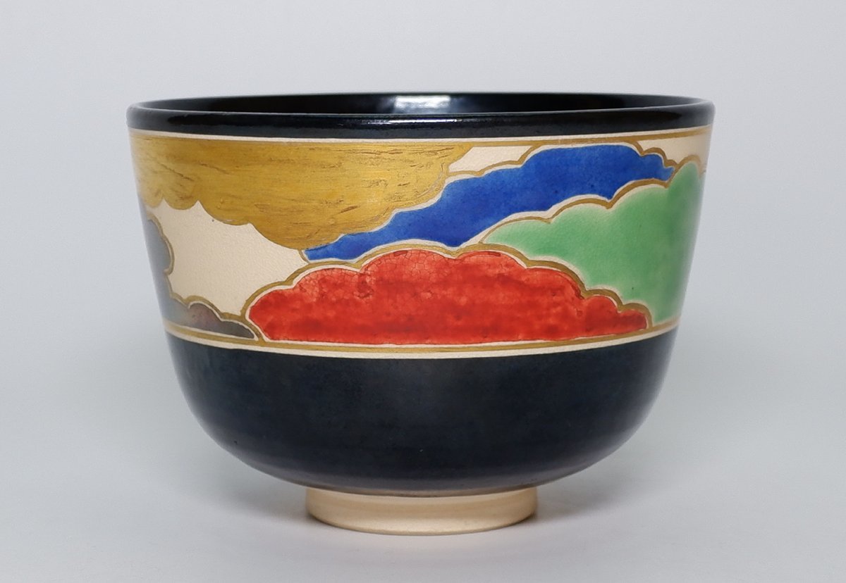 MKA】千家十職 永楽即全 色絵彩雲茶碗 京都 茶道具 真作保証 茶道具
