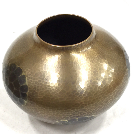 玉川堂 亀甲文 銅光花瓶 鎚起銅器 口径6cm 高さ約12.5cm 花器 花入れ
