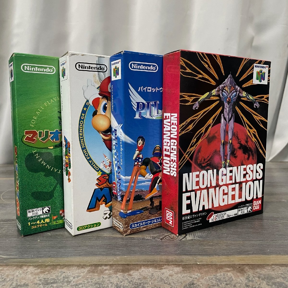 X042 ニンテンドー64 ソフト4本セット 新世紀エヴァンゲリオン スーパーマリオ64 マリオゴルフ64 パイロットウイングス Nintendo64