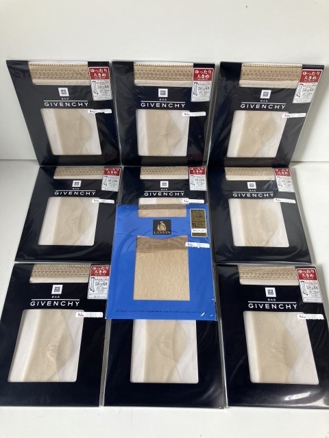 ⑤u132◆ストッキング◆レディース GIVENCHI/ジバンシィ LANVIN グンゼ ガーターフリー TLサイズ 大きめ ベージュ系 未使用 まとめて