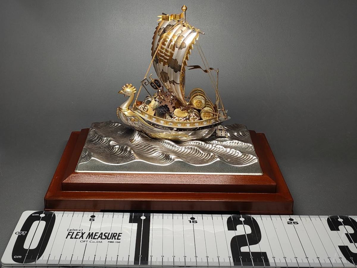 宝船 銀製(silver960) 共箱 日本伝統工芸美術品 船216g/海台172g オブジェ