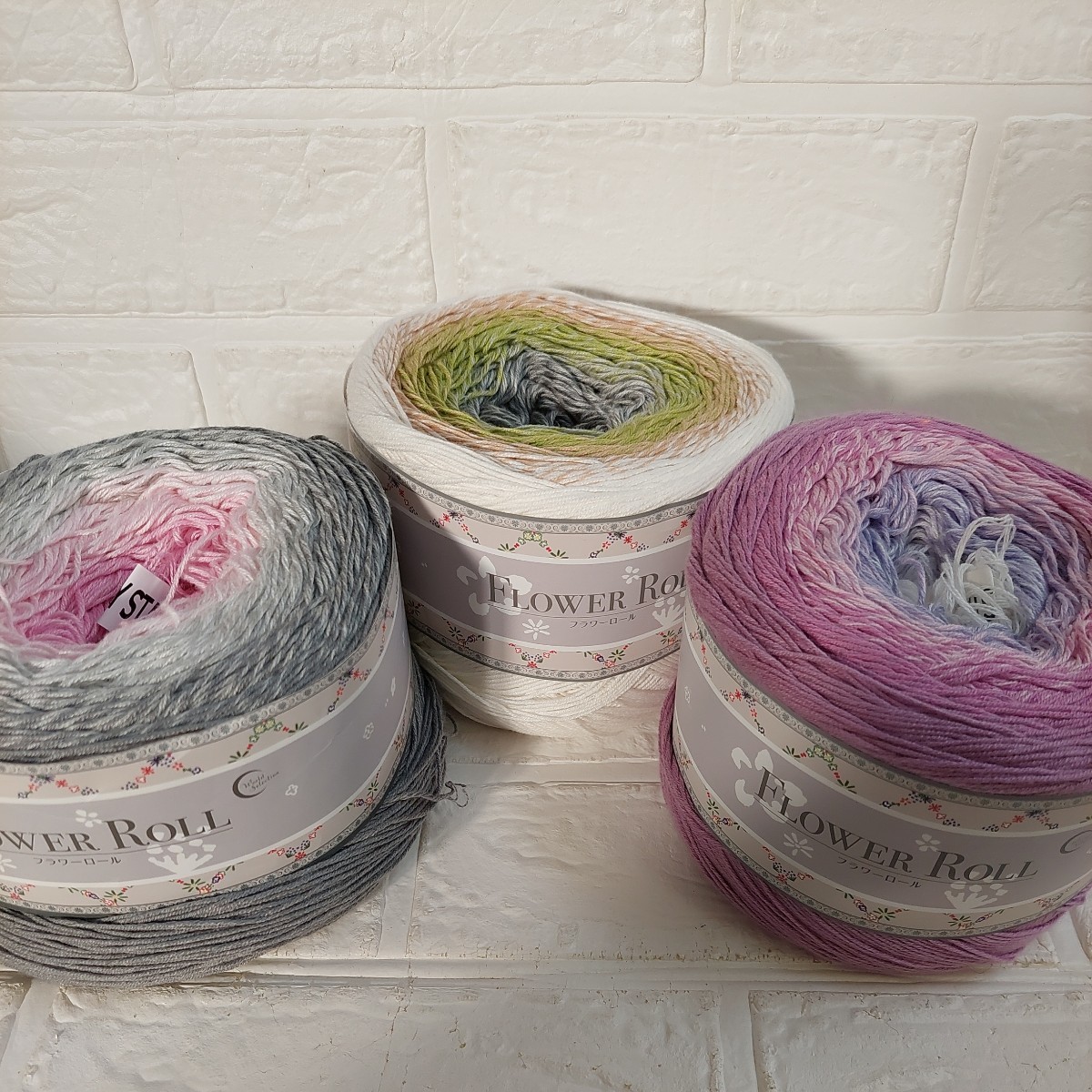 100円～ 毛糸 手芸材料 編み物◆フラワーロール 3玉セット