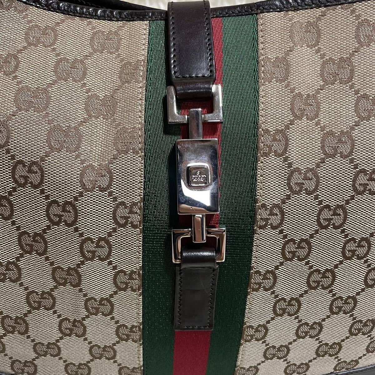 1円 美品 GUCCI グッチ ジャッキー シェリーライン ショルダーバッグ ワンショルダー ブラウン カンデンスキー 001 4057