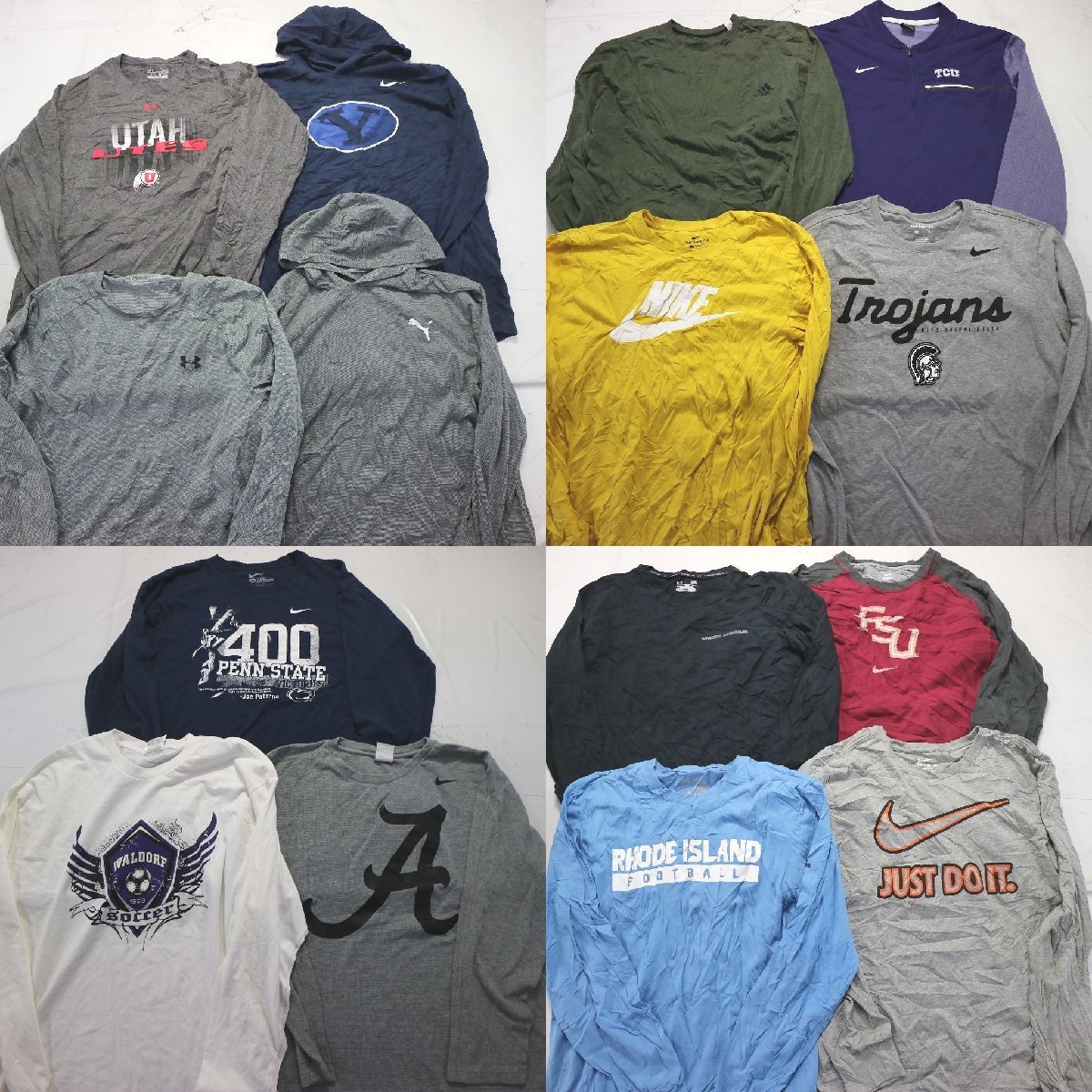 ◎スポーツブランドMIX 長袖Ｔシャツ set ナイキ プーマ 他 (メンズXL/L) 15枚セット まとめ売り 古着卸 1円スタート LT19 MP7117