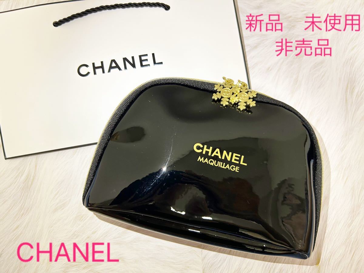 ★新品　未使用★ 非売品　CHANEL シャネル　ポーチ　化粧ポーチ ノベルティ エナメル　ロゴ　雪の結晶　コスメポーチ　ココマーク　レア