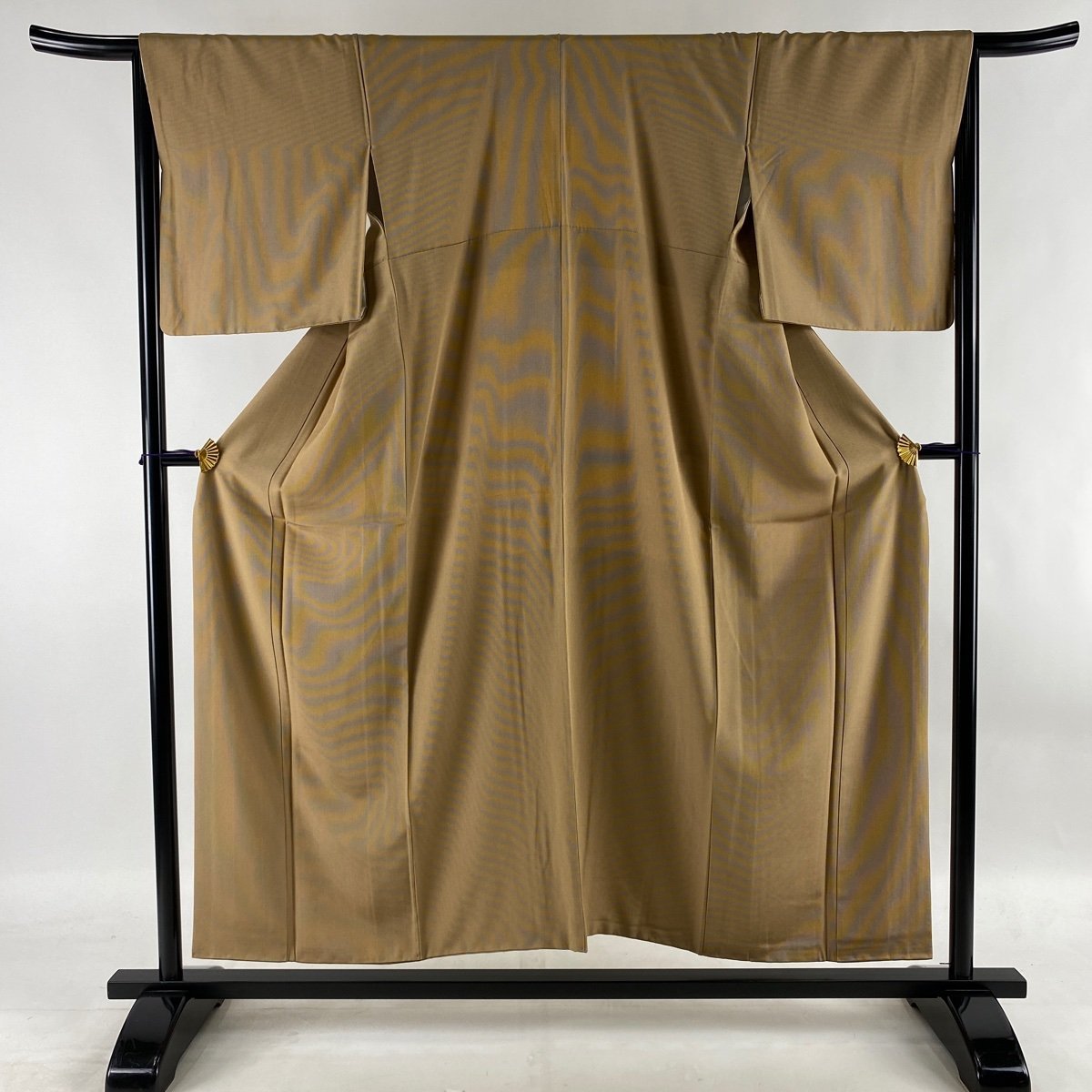 江戸小紋 美品 秀品 万筋 薄茶色 袷 身丈154cm 裄丈66cm M 正絹 【中古】