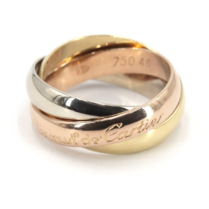 カルティエ トリニティリング #46 6号 K18YG K18WG K18PG 新品仕上済 スリーカラーゴールド 3色 指輪 ジュエリー 中古 送料無料